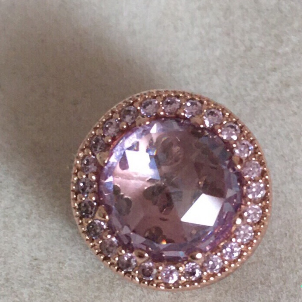 Authentic Pandora Pink 14k rose gold Pavé halo charm